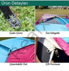 Realx 6 Kişilik Kamp Çadırı Su Geçirmez Kolay Kurulum Kaliteli Çadır 220x250x150 Cm